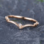 Pattiring Unique Leaf Moissanite Rose Gold Curved Wedding Band