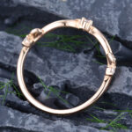 Pattiring Unique Leaf Moissanite Rose Gold Curved Wedding Band