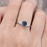 Pattiring Unique London Blue Topaz White Gold Cluster Engagement Ring
