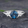 Pattiring Unique London Blue Topaz White Gold Cluster Engagement Ring