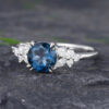 Pattiring Unique London Blue Topaz White Gold Cluster Engagement Ring