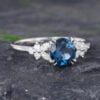Pattiring Unique London Blue Topaz White Gold Cluster Engagement Ring