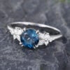Pattiring Unique London Blue Topaz White Gold Cluster Engagement Ring