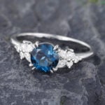 Pattiring Unique London Blue Topaz White Gold Cluster Engagement Ring