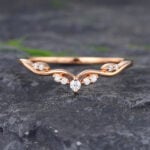 Pattiring Unique Moissanite Rose Gold Curved Wedding Band