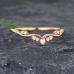 Pattiring Unique Moissanite Rose Gold Curved Wedding Band