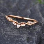 Pattiring Unique Moissanite Rose Gold Curved Wedding Band