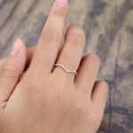 Pattiring Unique Moissanite Rose Gold Dainty Curved Wedding Band