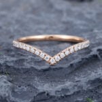 Pattiring Unique Moissanite Rose Gold Dainty Curved Wedding Band