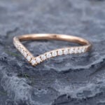 Pattiring Unique Moissanite Rose Gold Dainty Curved Wedding Band