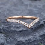 Pattiring Unique Moissanite Rose Gold Dainty Curved Wedding Band