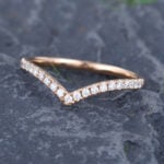 Pattiring Unique Moissanite Rose Gold Dainty Curved Wedding Band
