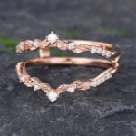 Pattiring Unique Moissanite Rose Gold Double Curved Wedding Band