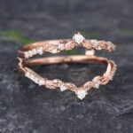Pattiring Unique Moissanite Rose Gold Double Curved Wedding Band