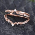Pattiring Unique Moissanite Rose Gold Double Curved Wedding Band