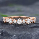 Pattiring Unique Moissanite Rose Gold Half Eternity Wedding Band