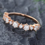 Pattiring Unique Moissanite Rose Gold Half Eternity Wedding Band