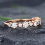 Pattiring Unique Moissanite Rose Gold Half Eternity Wedding Band