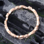 Pattiring Unique Moissanite Rose Gold Leaf Wedding Band