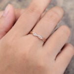 Pattiring Unique Moissanite Rose Gold & White Gold Wedding Band