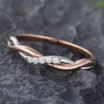 Pattiring Unique Moissanite Rose Gold & White Gold Wedding Band