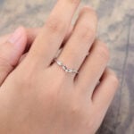 Pattiring Unique Moissanite White Gold Curved Wedding Band