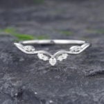 Pattiring Unique Moissanite White Gold Curved Wedding Band