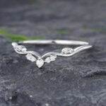 Pattiring Unique Moissanite White Gold Curved Wedding Band