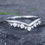 Pattiring Unique Moissanite White Gold Curved Wedding Band