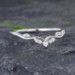 Pattiring Unique Moissanite White Gold Curved Wedding Band
