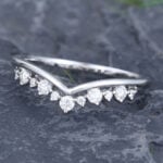 Pattiring Unique Moissanite White Gold Curved Wedding Band