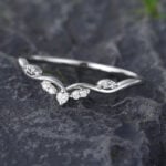 Pattiring Unique Moissanite White Gold Curved Wedding Band