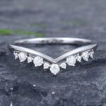 Pattiring Unique Moissanite White Gold Curved Wedding Band