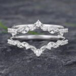 Pattiring Unique Moissanite White Gold Double Curved Wedding Band