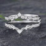 Pattiring Unique Moissanite White Gold Double Curved Wedding Band