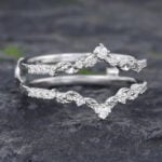 Pattiring Unique Moissanite White Gold Double Curved Wedding Band