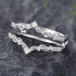 Pattiring Unique Moissanite White Gold Double Curved Wedding Band