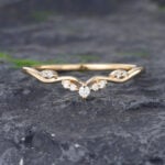 Pattiring Unique Moissanite Yellow Gold Curved Wedding Band