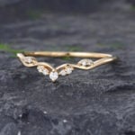 Pattiring Unique Moissanite Yellow Gold Curved Wedding Band