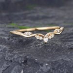 Pattiring Unique Moissanite Yellow Gold Curved Wedding Band