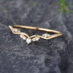 Pattiring Unique Moissanite Yellow Gold Curved Wedding Band