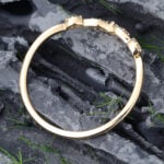 Pattiring Unique Moissanite Yellow Gold Curved Wedding Band