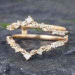 Pattiring Unique Moissanite Yellow Gold Double Curved Wedding Band
