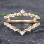 Pattiring Unique Moissanite Yellow Gold Double Curved Wedding Band