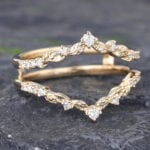 Pattiring Unique Moissanite Yellow Gold Double Curved Wedding Band