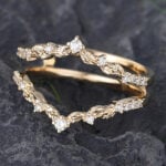 Pattiring Unique Moissanite Yellow Gold Double Curved Wedding Band