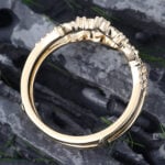 Pattiring Unique Moissanite Yellow Gold Double Curved Wedding Band