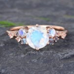 Pattiring Unique Moonstone & Alexandrite Rose Gold Engagement Ring