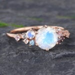 Pattiring Unique Moonstone & Alexandrite Rose Gold Engagement Ring