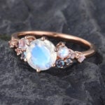 Pattiring Unique Moonstone & Alexandrite Rose Gold Engagement Ring
